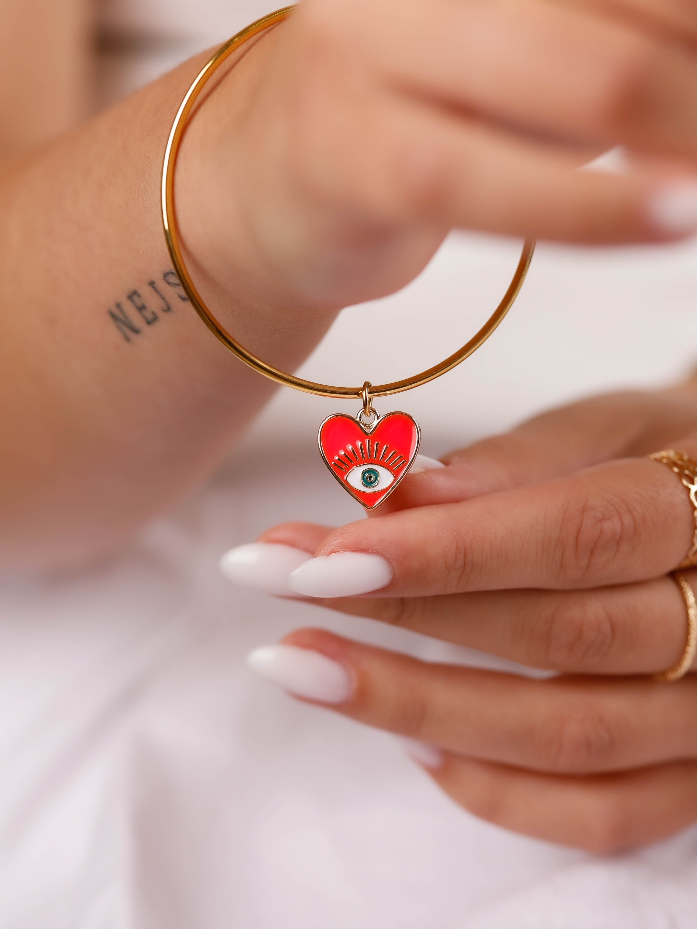 bracelet jonc coeur en acier inoxydable pour femme