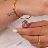 bracelet jonc en acier inoxydable avec breloque pour femme