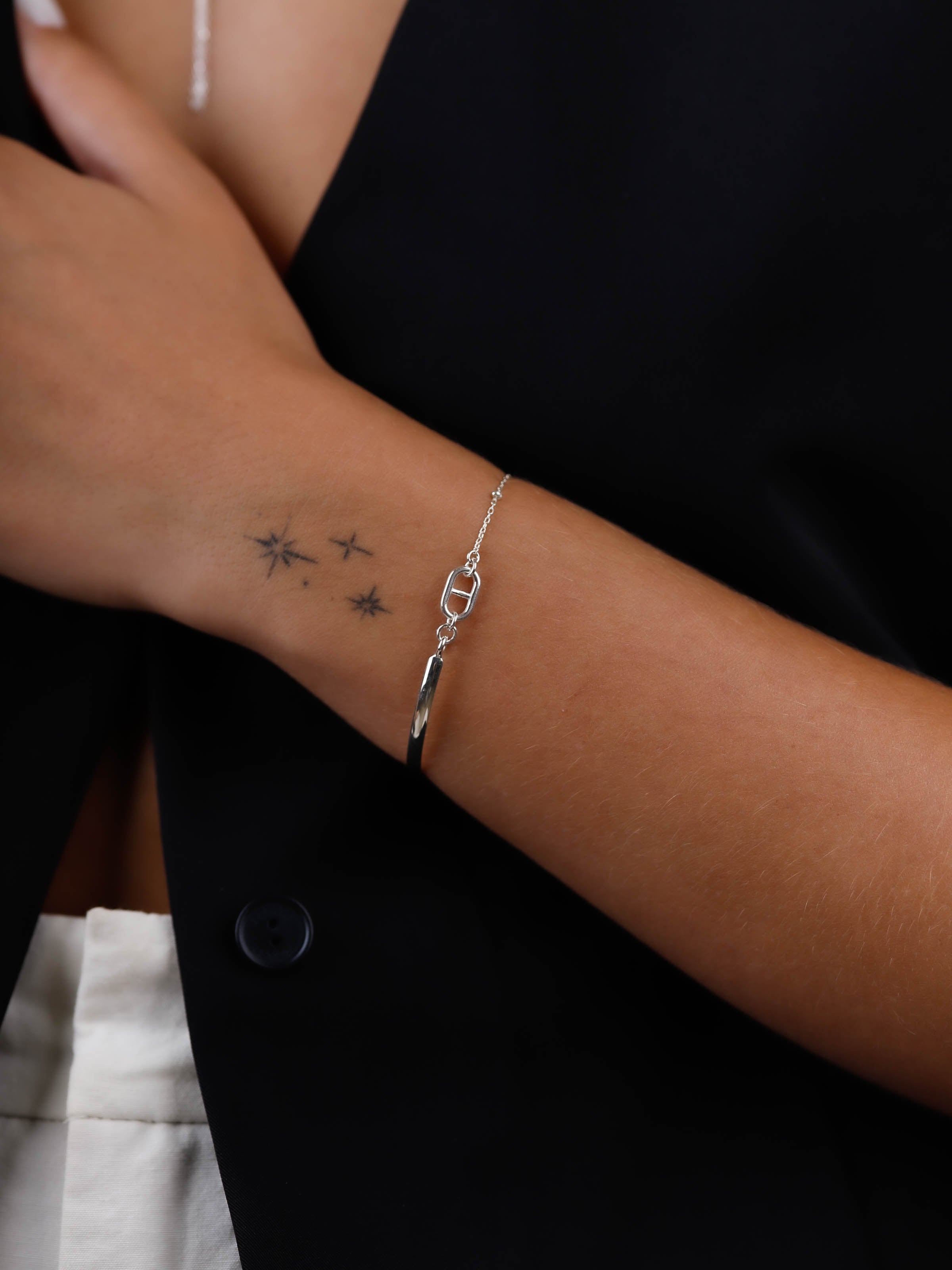 bracelet demi jonc en argent 925 pour femme 