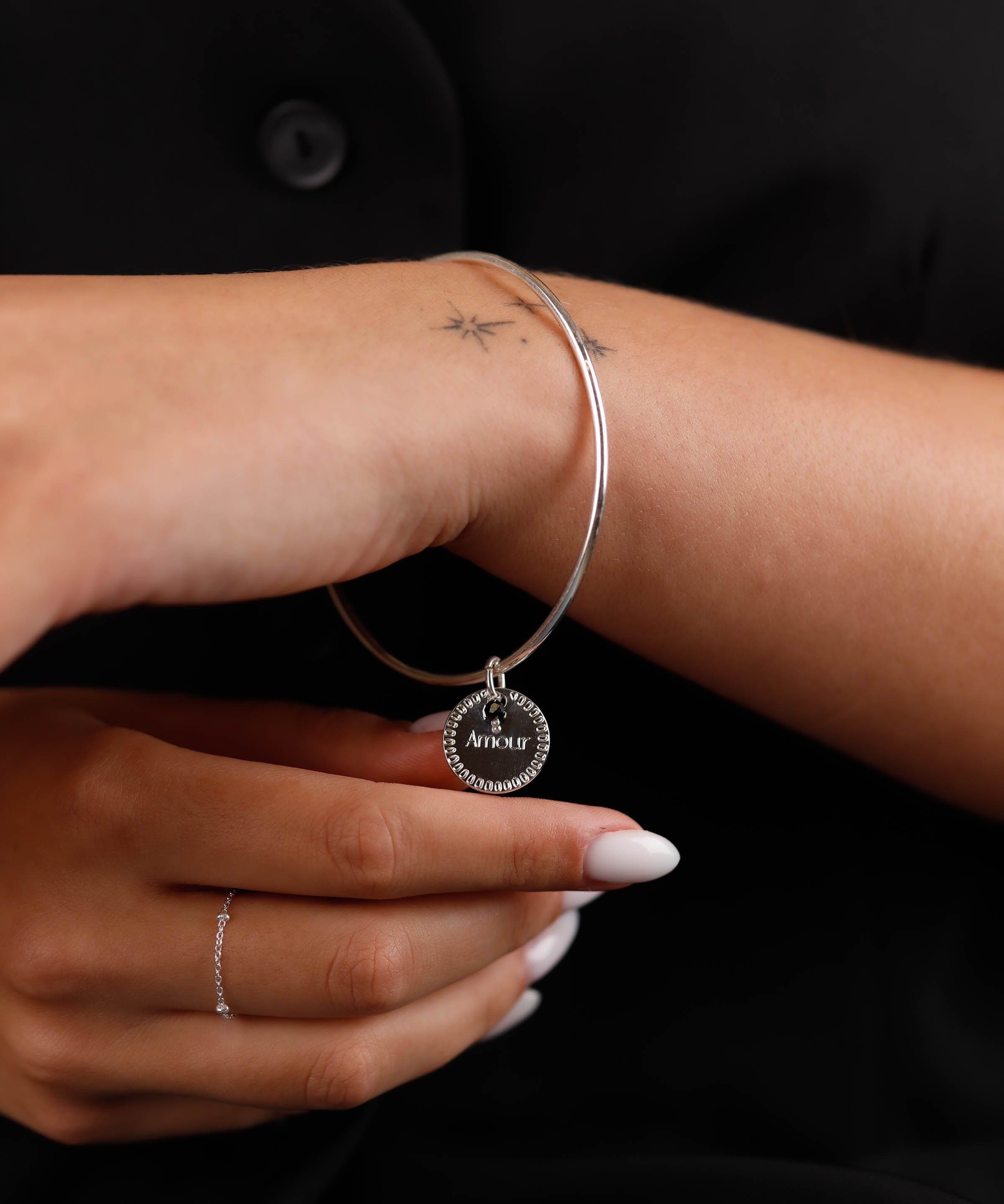 bracelet jonc en argent 925 avec breloque pour femme 