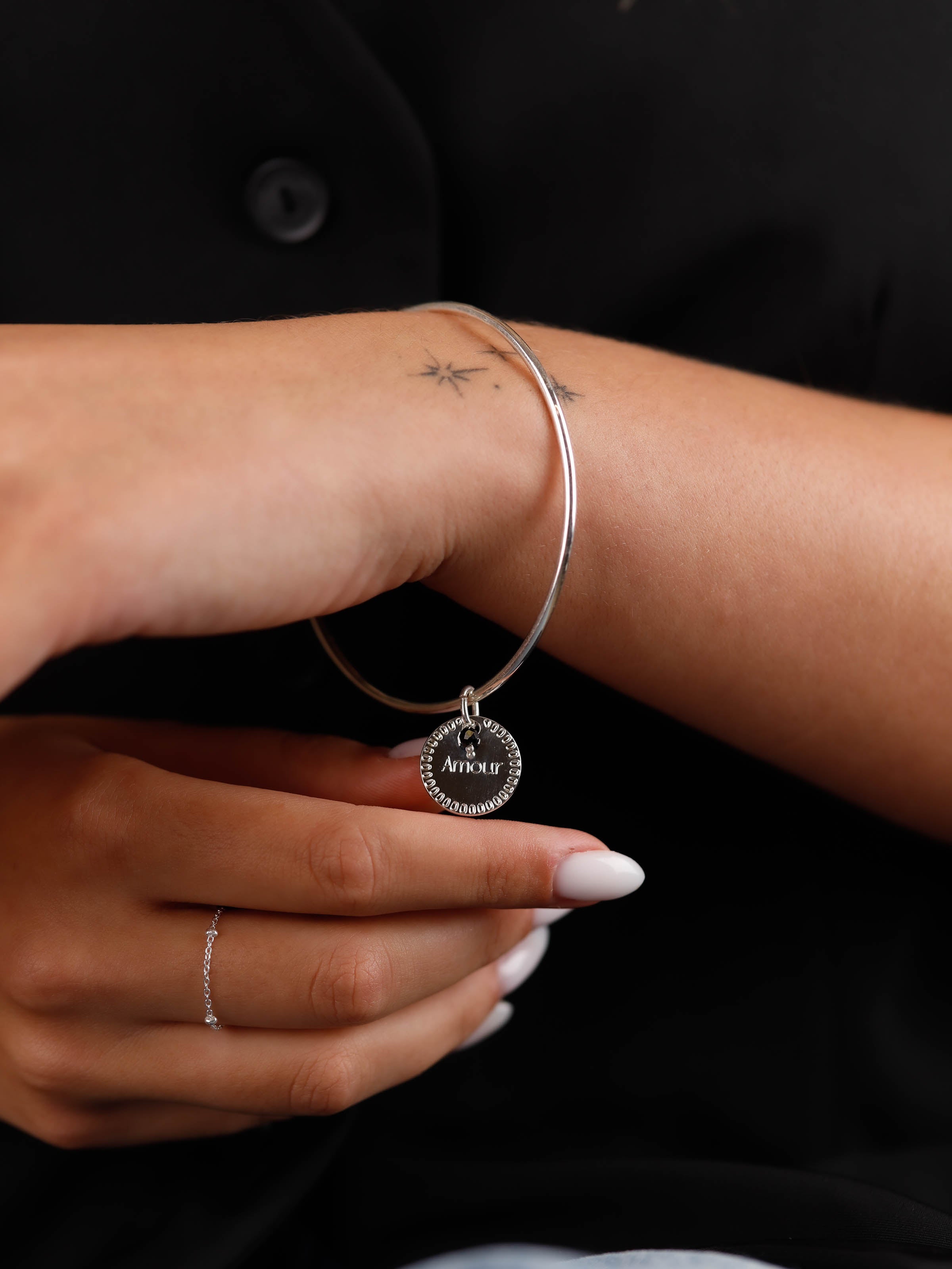 bracelet jonc en argent 925 avec breloque pour femme 