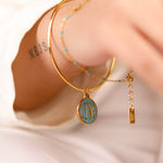 bracelet jonc en acier inoxydable avec breloque pour femme 