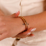 bracelet jonc martelé en acier inoxydable réglable pour femme 