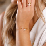bracelet double rang en acier inoxydable et nacre pour femme 