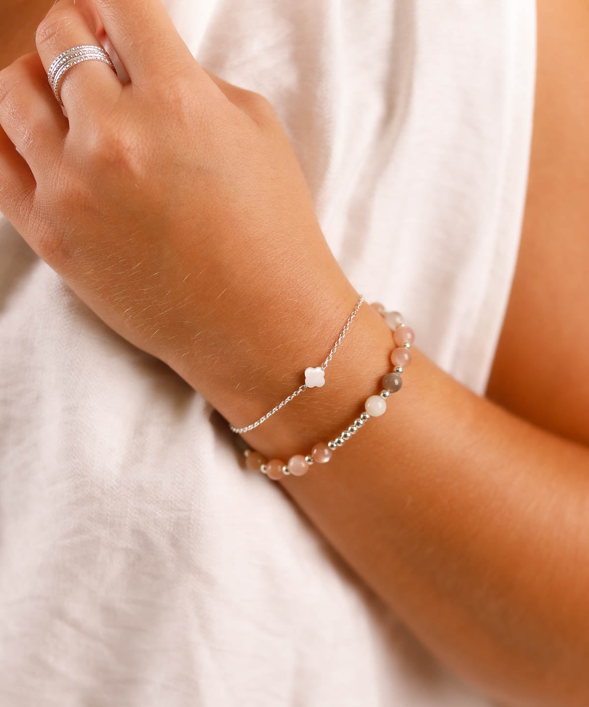 bracelet en nacre et argent 925 pour femme 