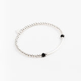 Bracelet - Perle - Cristaux - Noir - Argent 925 - INCONTOURNABLE