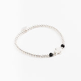 Bracelet - Perle - Cristaux - Noir - Argent 925 - INCONTOURNABLE