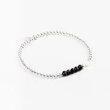 Bracelet - Perle - Cristaux - Noir - Argent 925 - INCONTOURNABLE