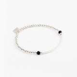 Bracelet - Perle - Cristaux - Noir - Argent 925 - INCONTOURNABLE