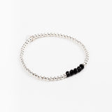 Bracelet - Perle - Cristaux - Noir - Argent 925 - INCONTOURNABLE