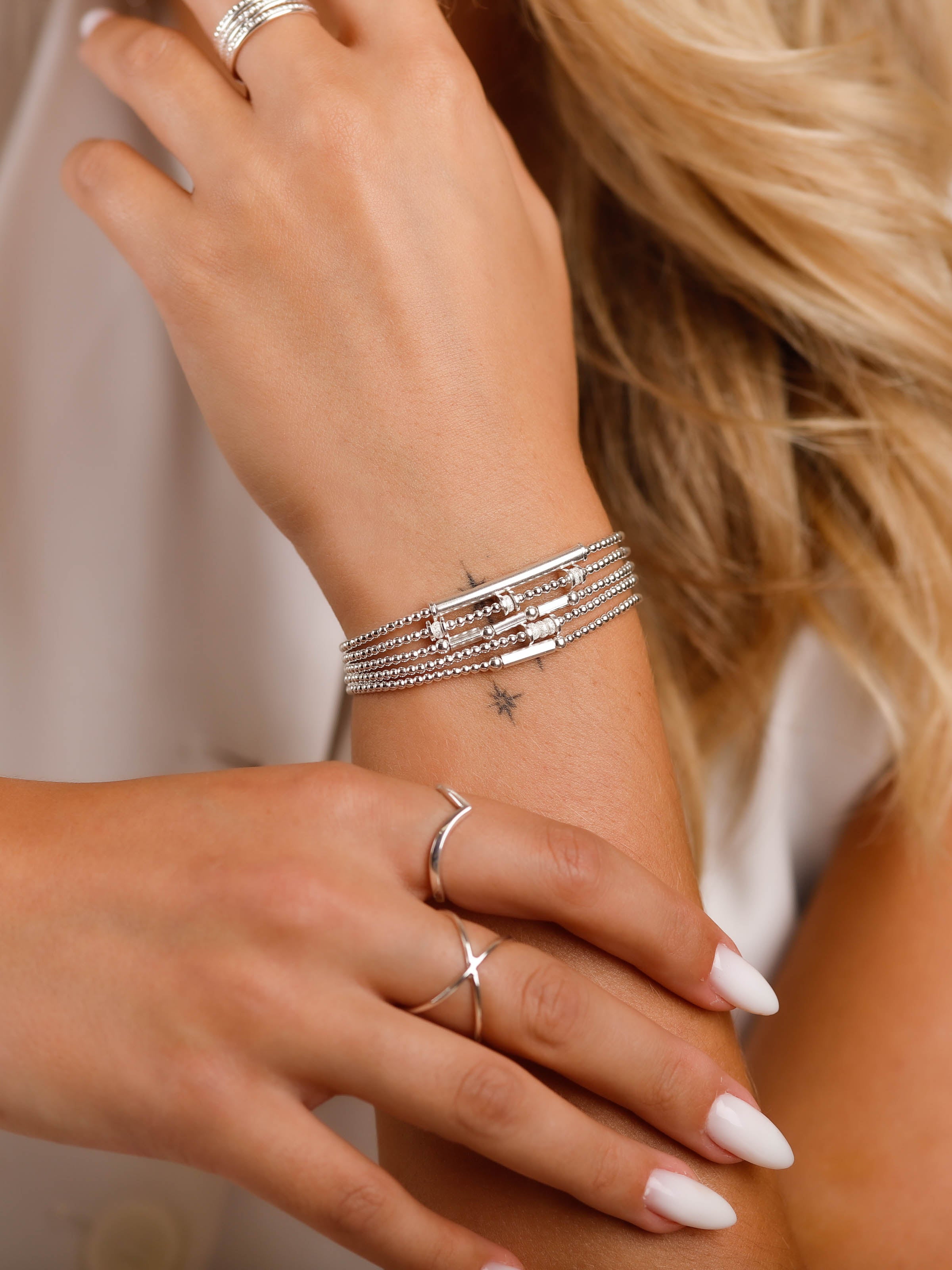bracelet perle en argent 925 et cristaux pour femme 