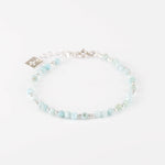 bracelet en perle d'argent 925 et de larimar pour femme