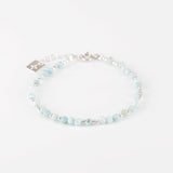 bracelet en perle d'argent 925 et de larimar pour femme