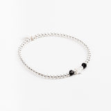Bracelet - Perle - Cristaux - Noir - Argent 925 - INCONTOURNABLE