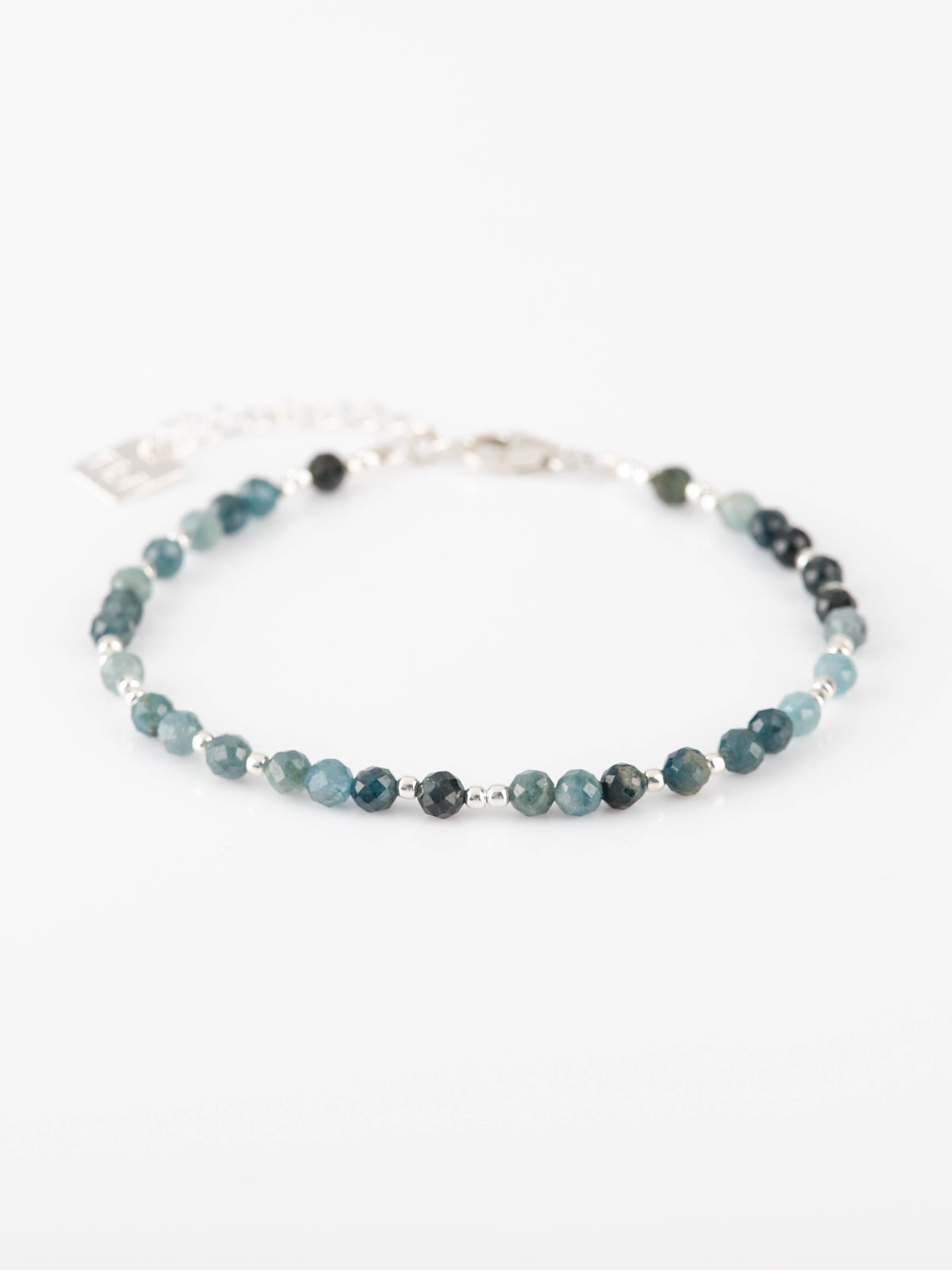 bracelet en perle d'argent 925 et de tourmaline pour femme