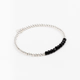 Bracelet - Perle - Cristaux - Noir - Argent 925 - INCONTOURNABLE