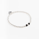 Bracelet - Perle - Cristaux - Noir - Argent 925 - INCONTOURNABLE