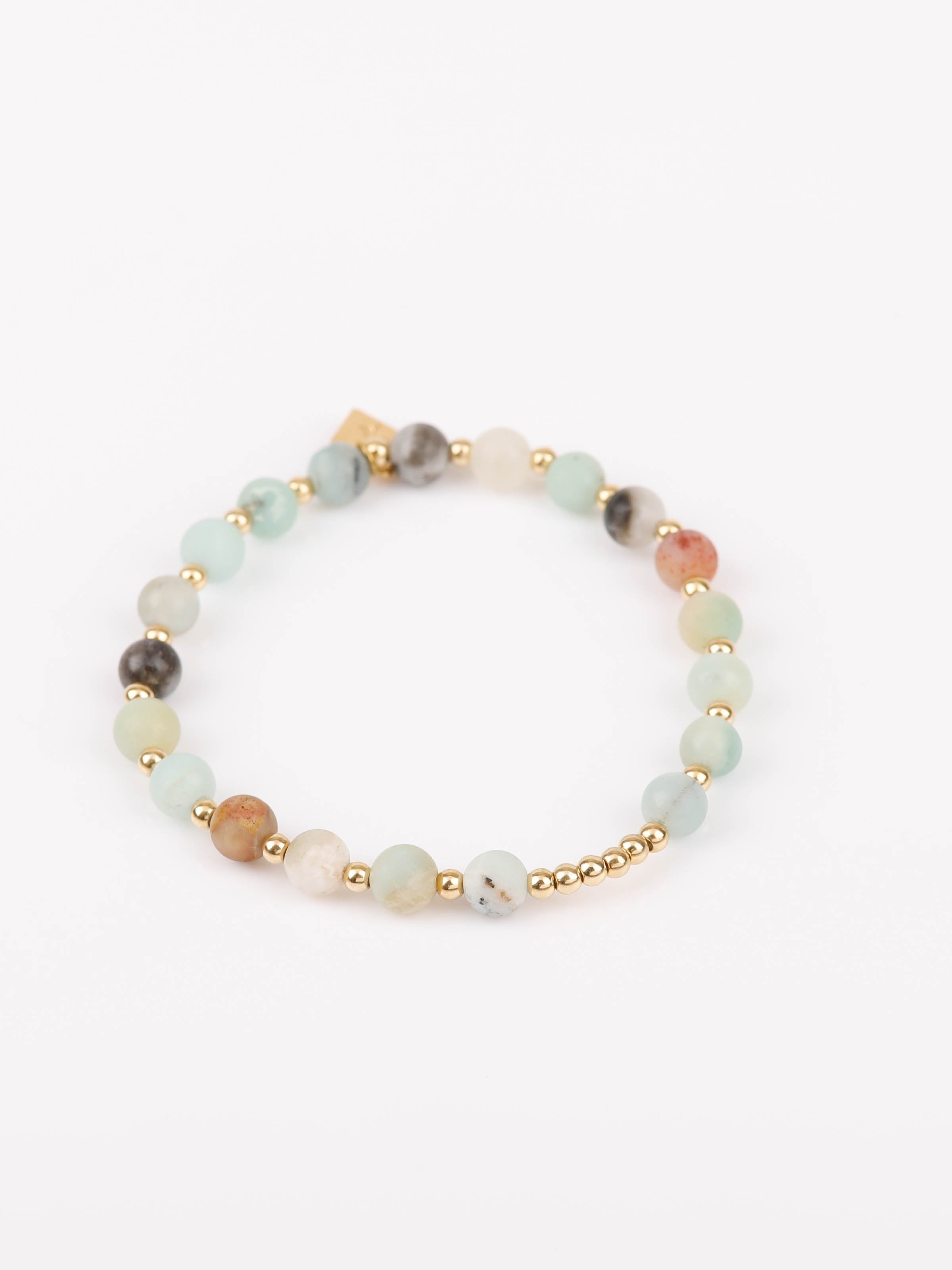 bracelet en plaqué or et amazonite pour femme 