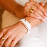 bracelet cordon et maille en plaqué or pour femme 