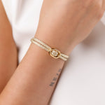 bracelet cordon et maille en plaqué or pour femme 