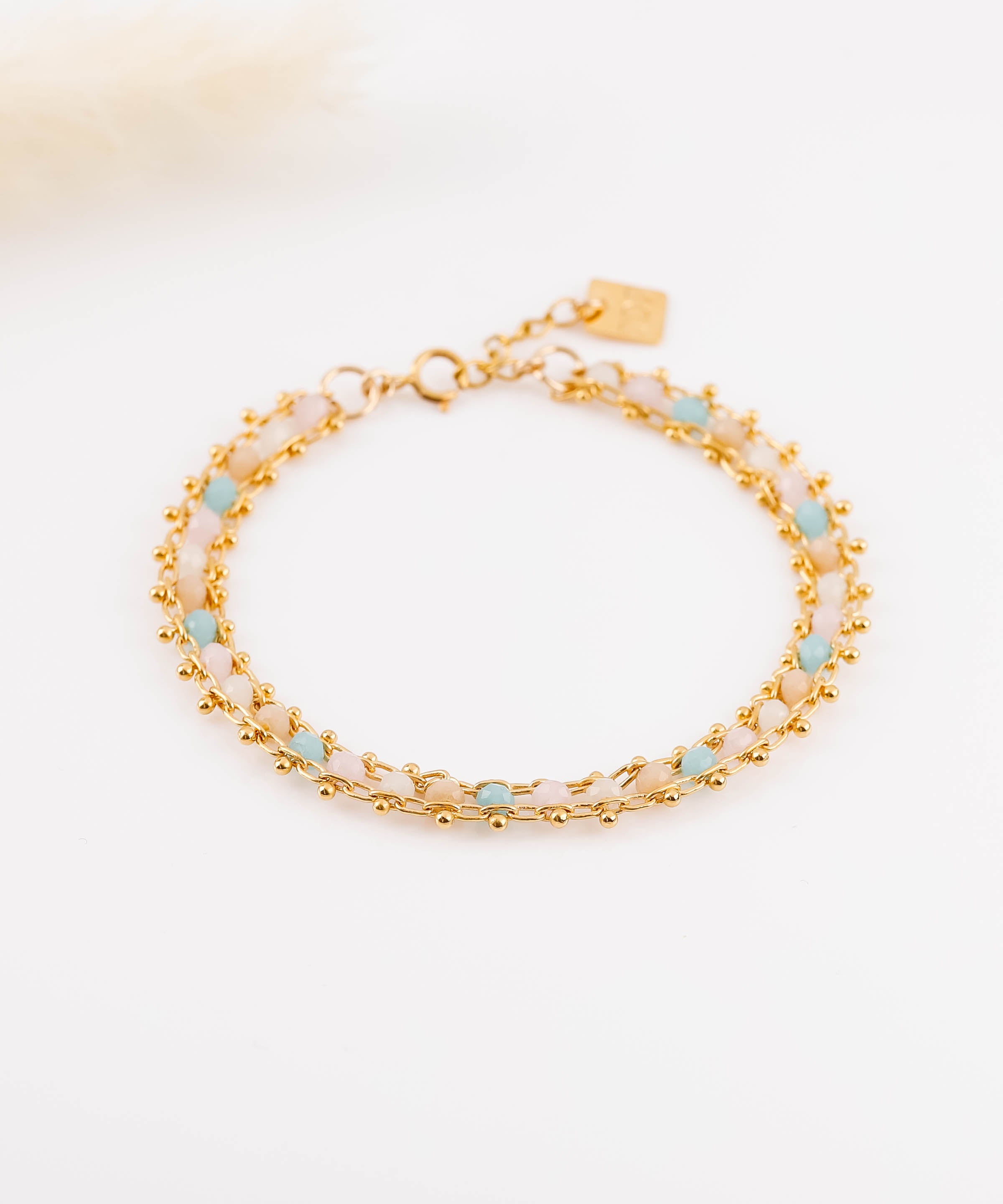 bracelet en plaqué or et pierre naturelle pour femme