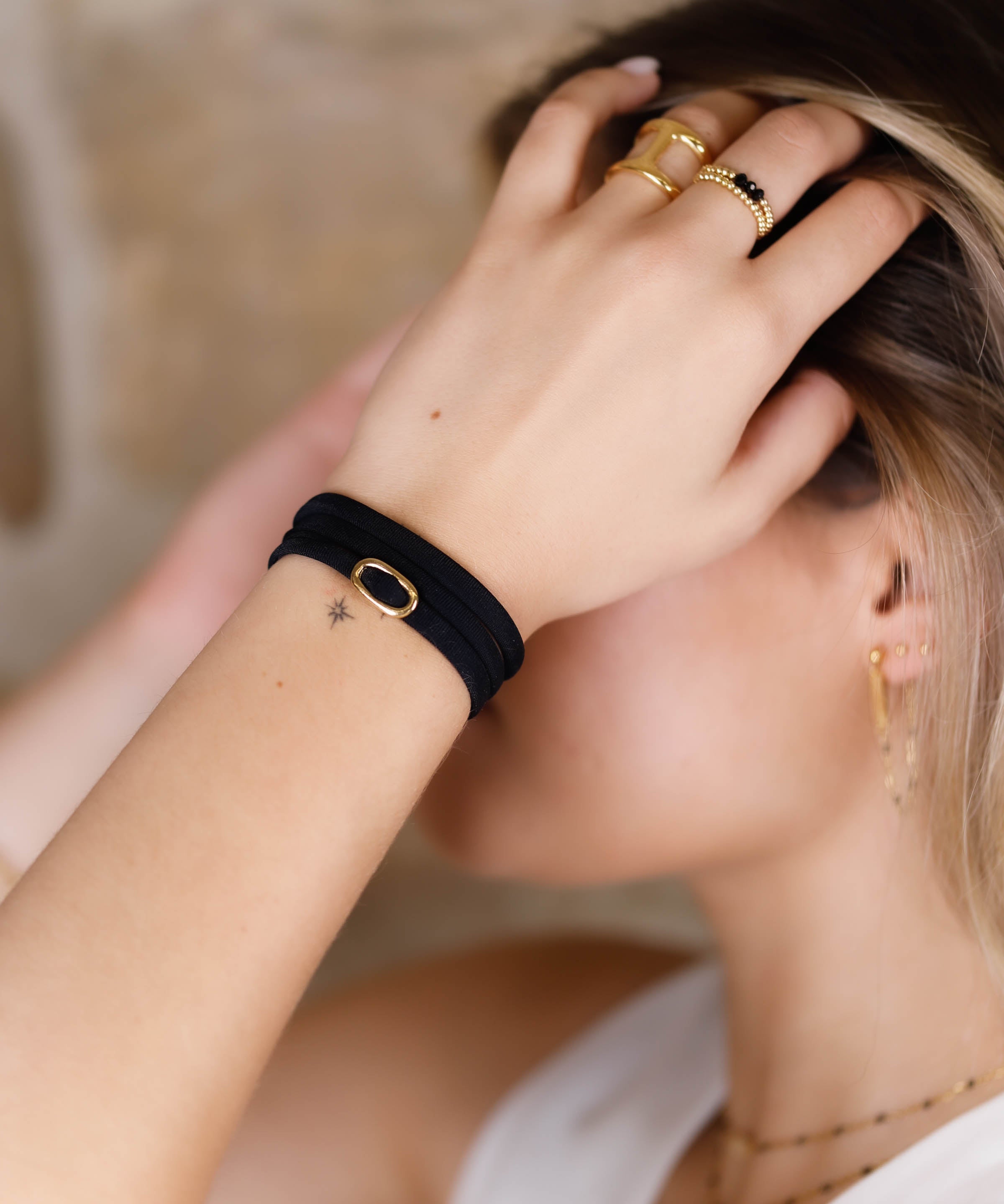 bracelet cordon et maille en plaqué or pour femme 