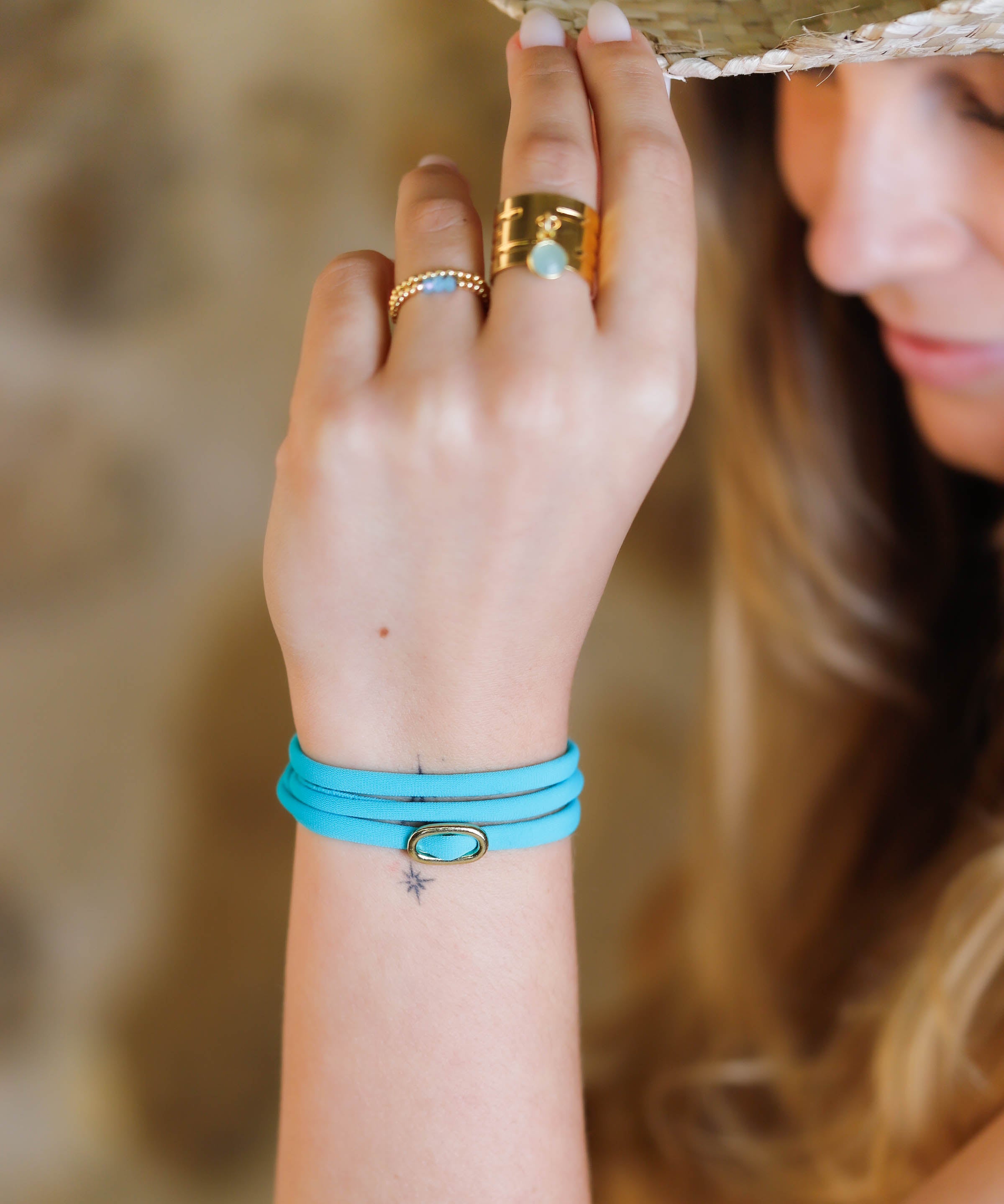 bracelet cordon et maille en plaqué or pour femme 