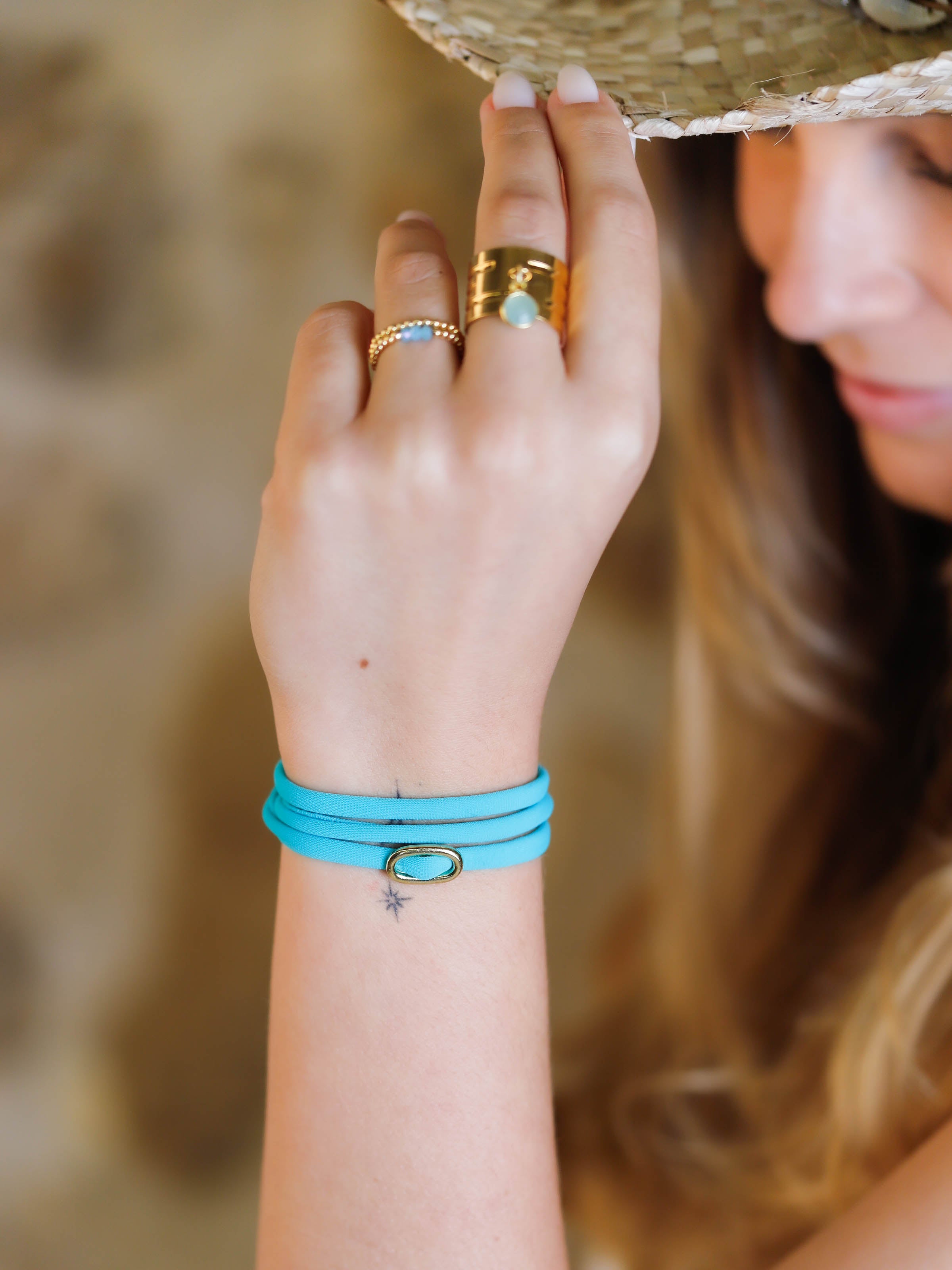 bracelet cordon et maille en plaqué or pour femme 