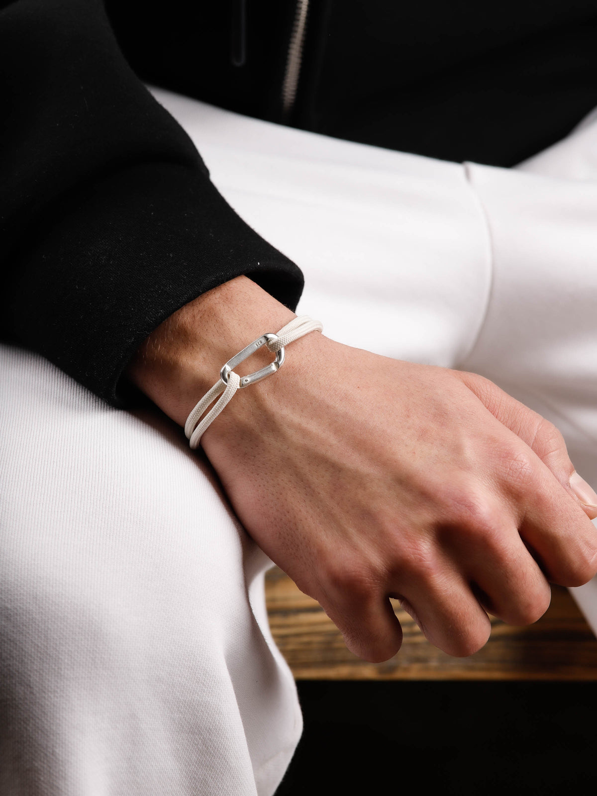 bracelet en argent 925 et cordon pour homme 