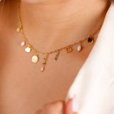 collier en acier inoxydable avec charm's pour femme 
