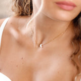 collier en acier inoxydable et lune en nacre pour femme 