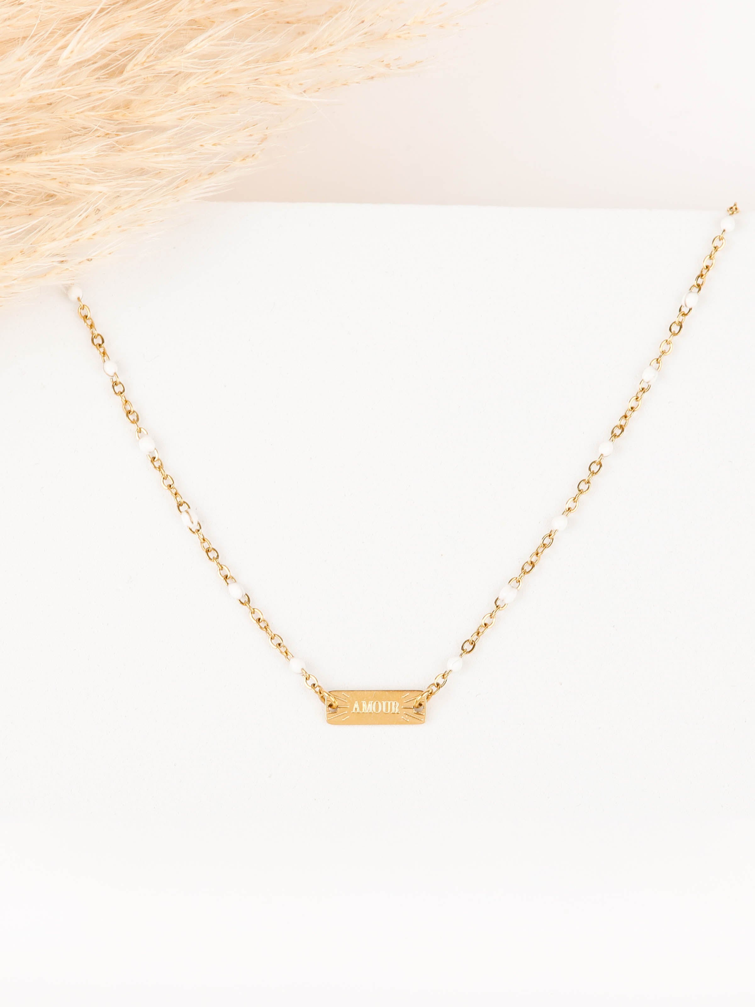 collier en acier inoxydable et résine pour femme 
