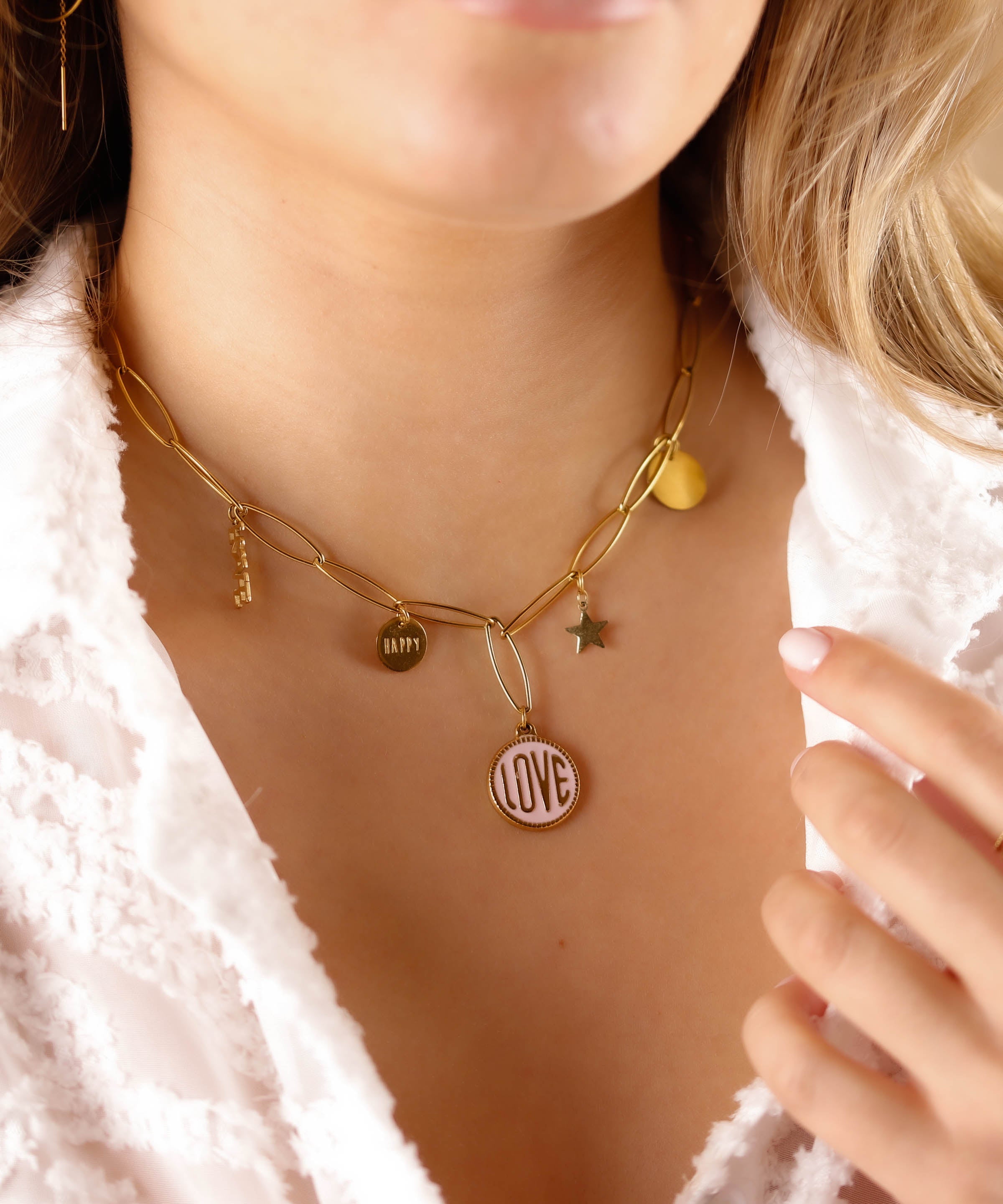 collier charm's en acier inoxydable pour femme