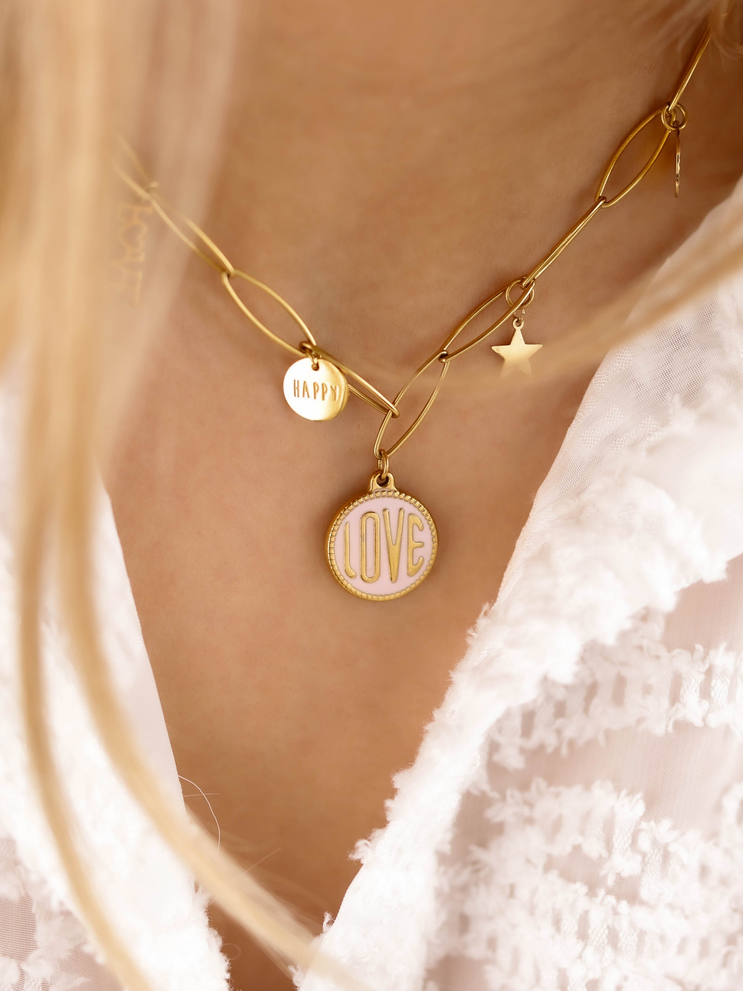collier charm's en acier inoxydable pour femme