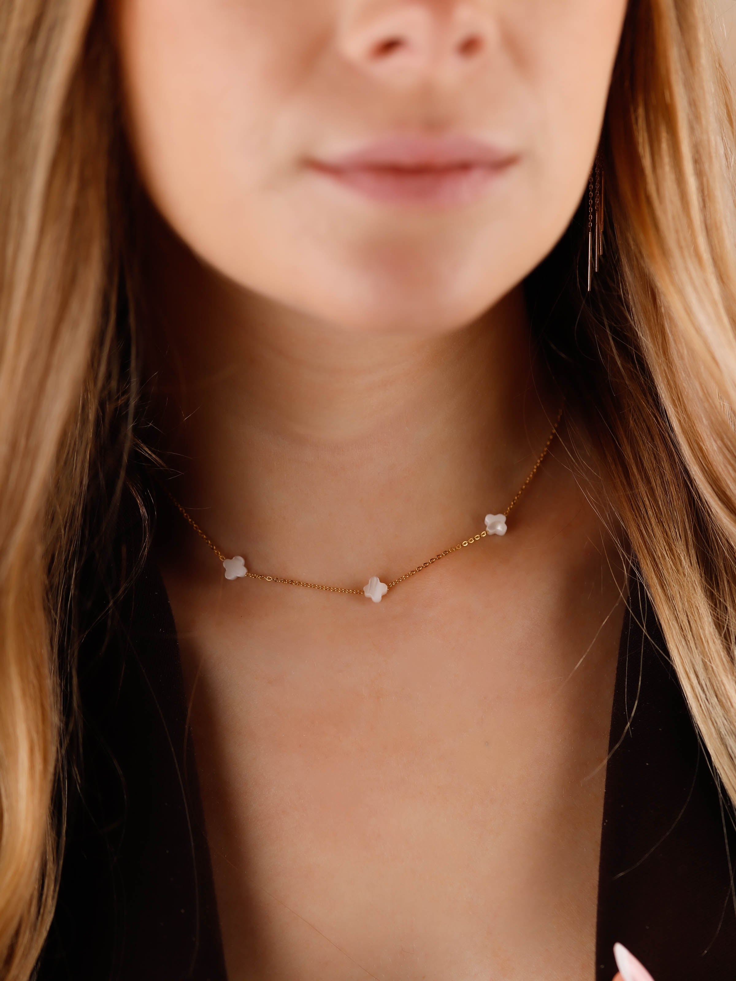 collier en acier inoxydable et nacre pour femme 