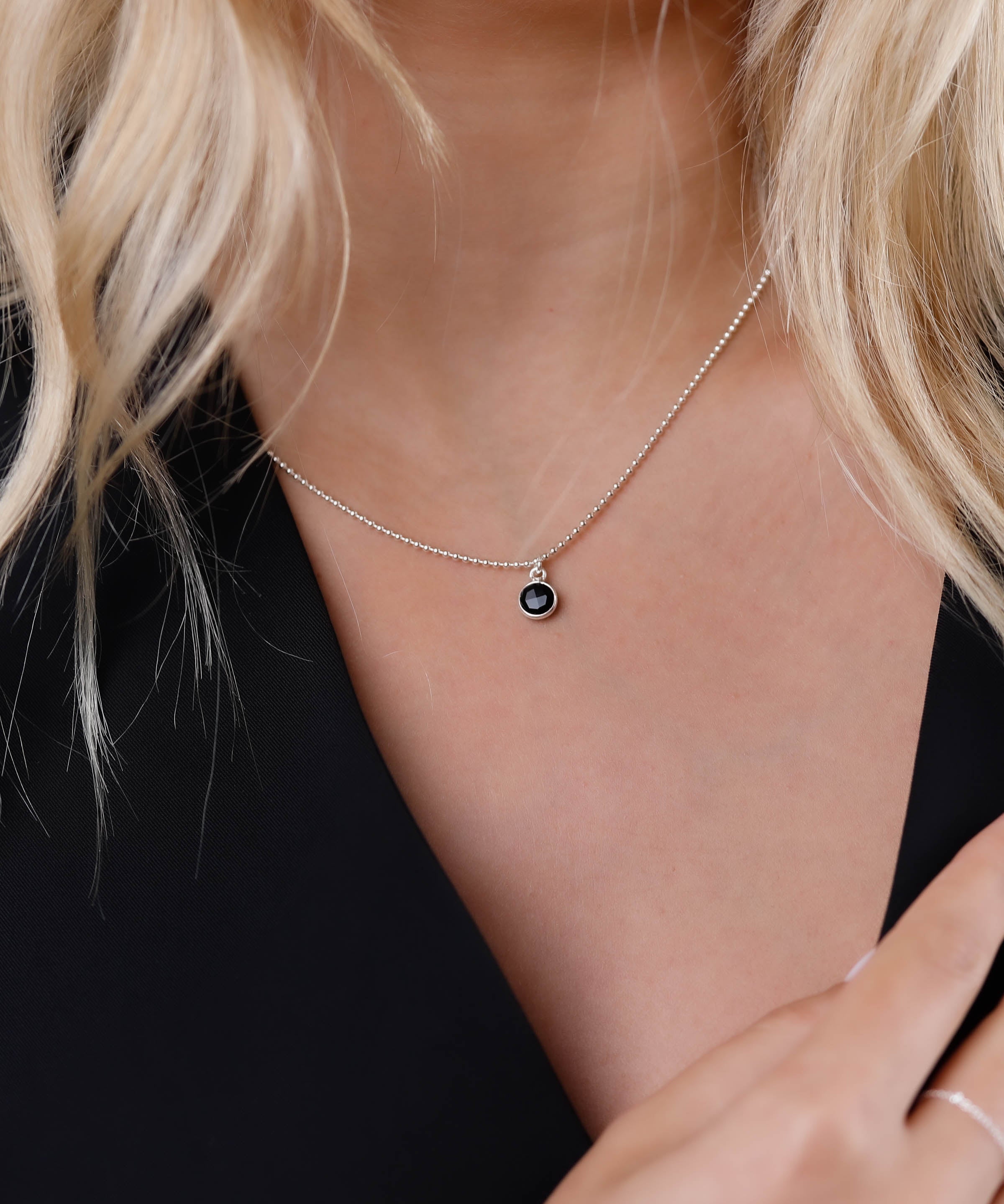 collier en argent 925 et onyx pour femme 