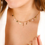 collier en acier inoxydable avec charm's pour femme 
