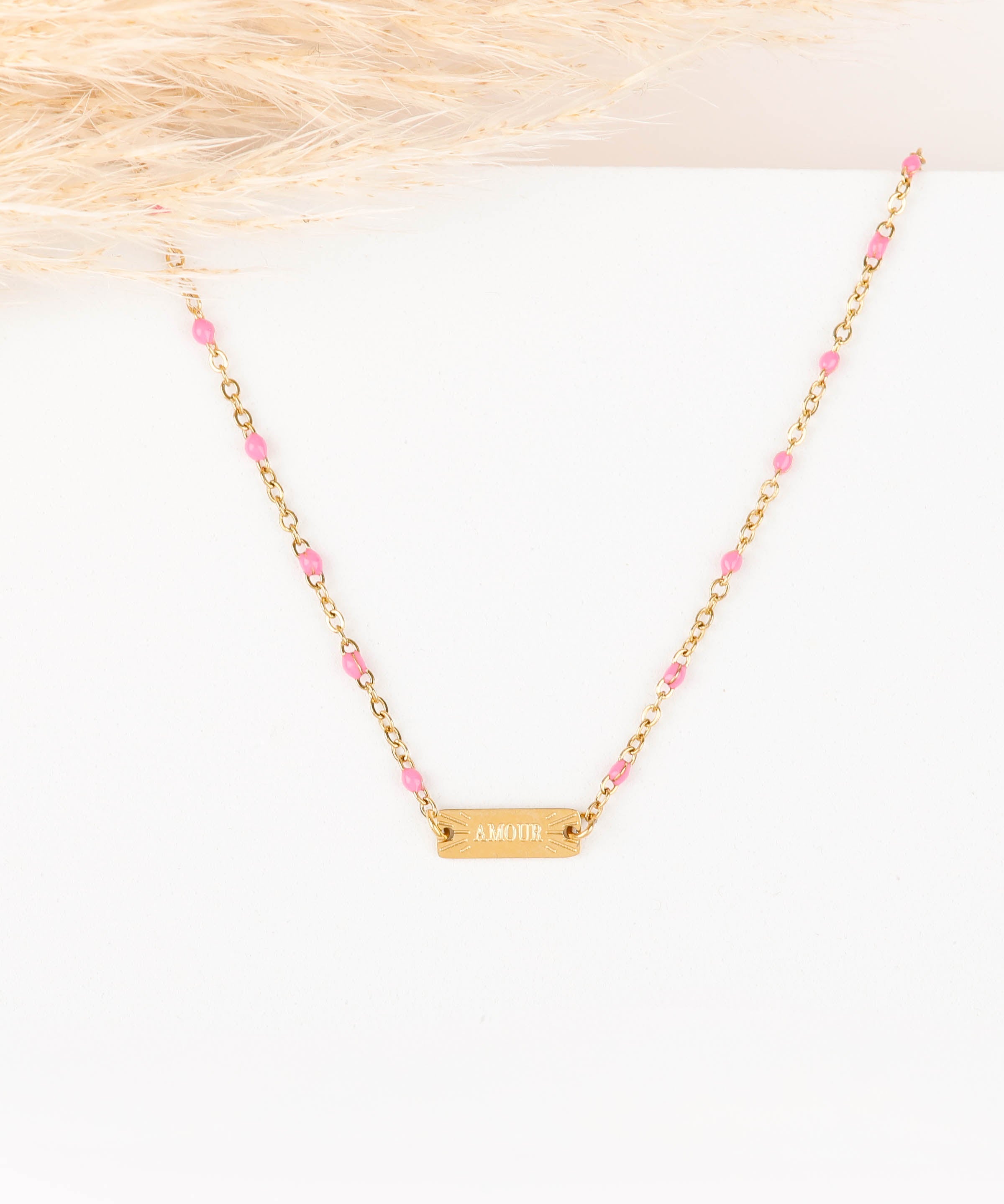 collier en acier inoxydable et résine pour femme 