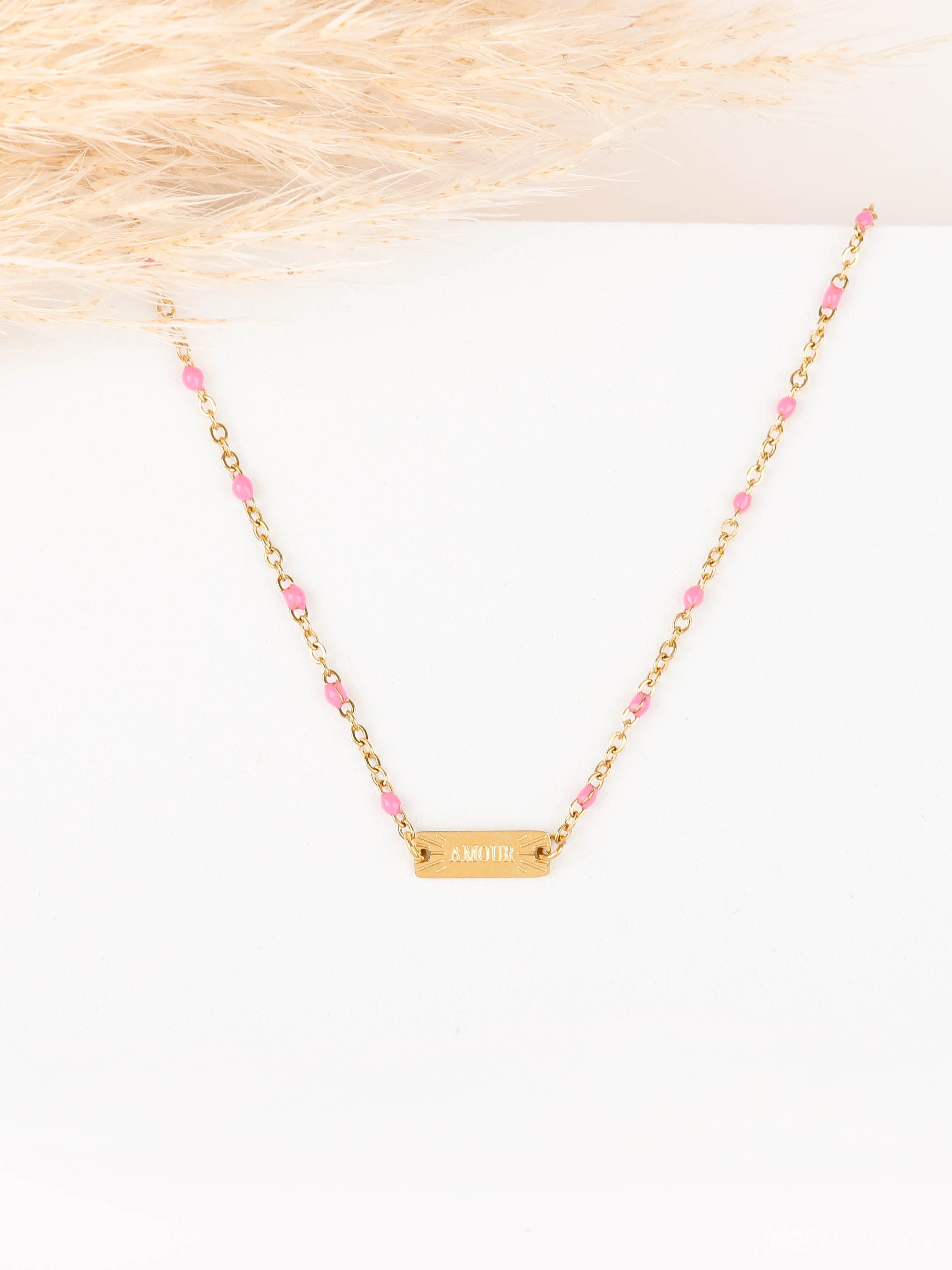 collier en acier inoxydable et résine pour femme 