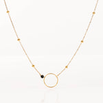 collier en acier inoxydable et onyx pour femme 