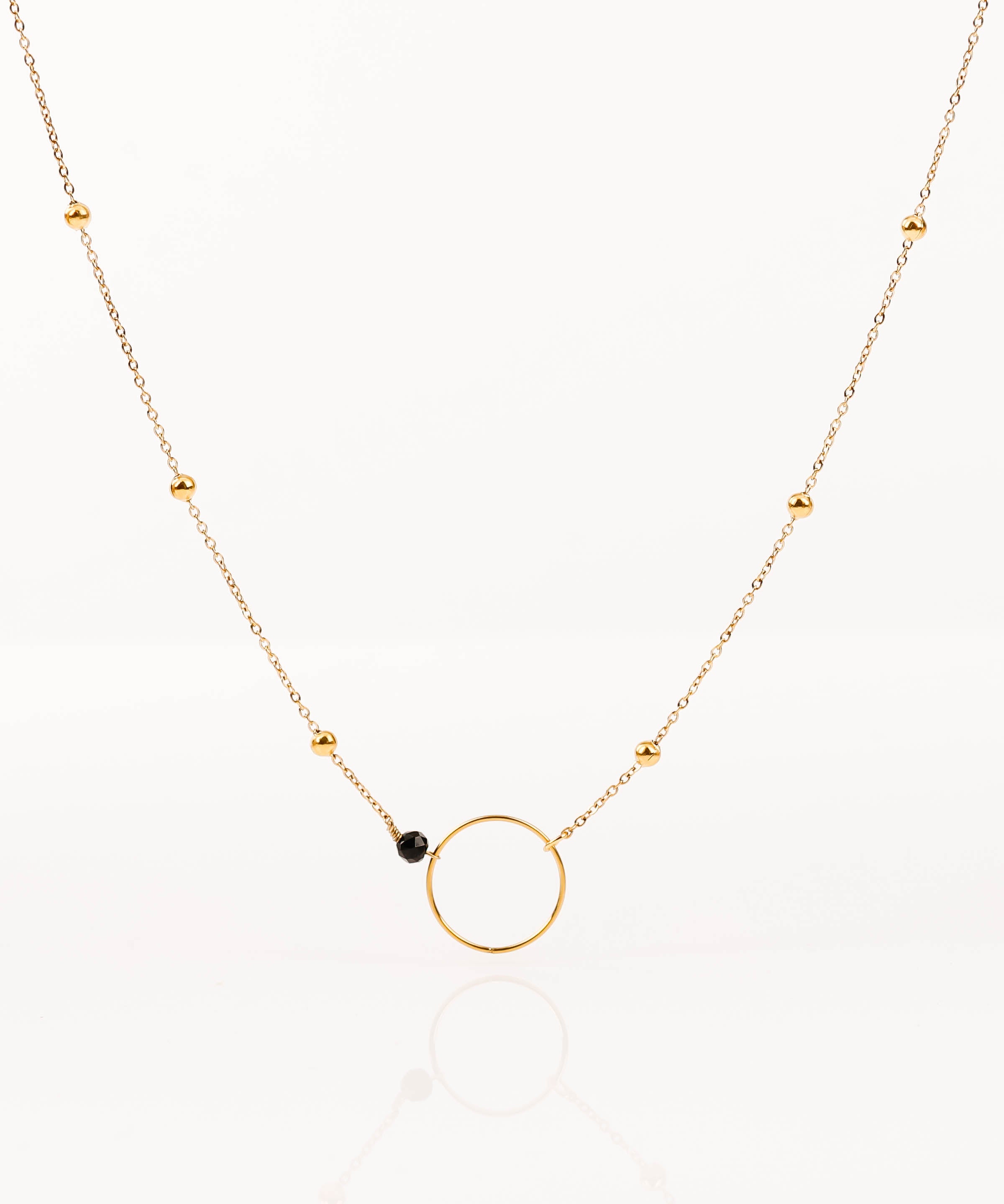 collier en acier inoxydable et onyx pour femme 