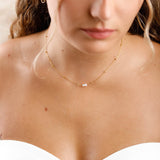 collier en acier inoxydable et perle d'eau douce pour femme 