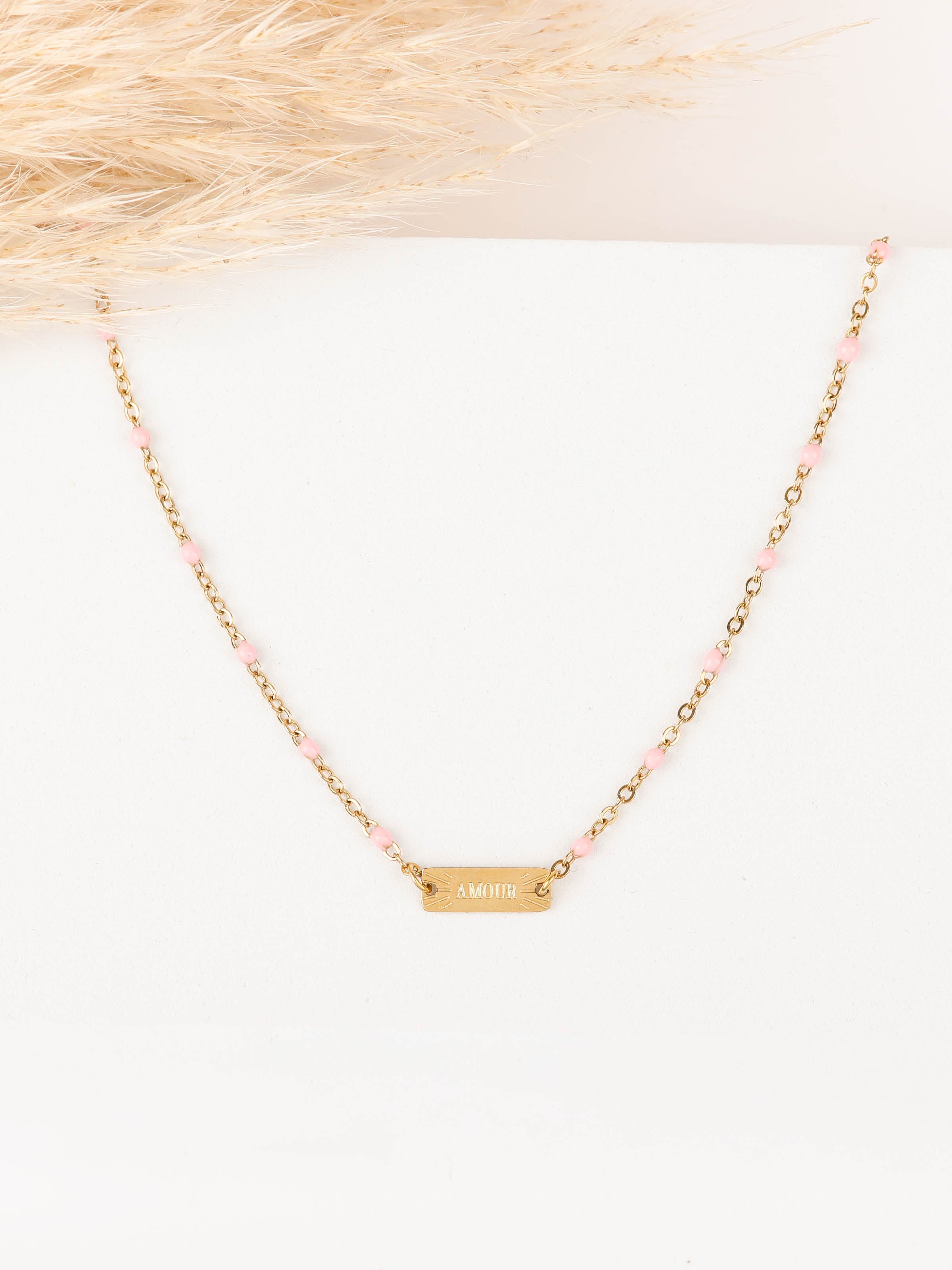 collier en acier inoxydable et résine pour femme 