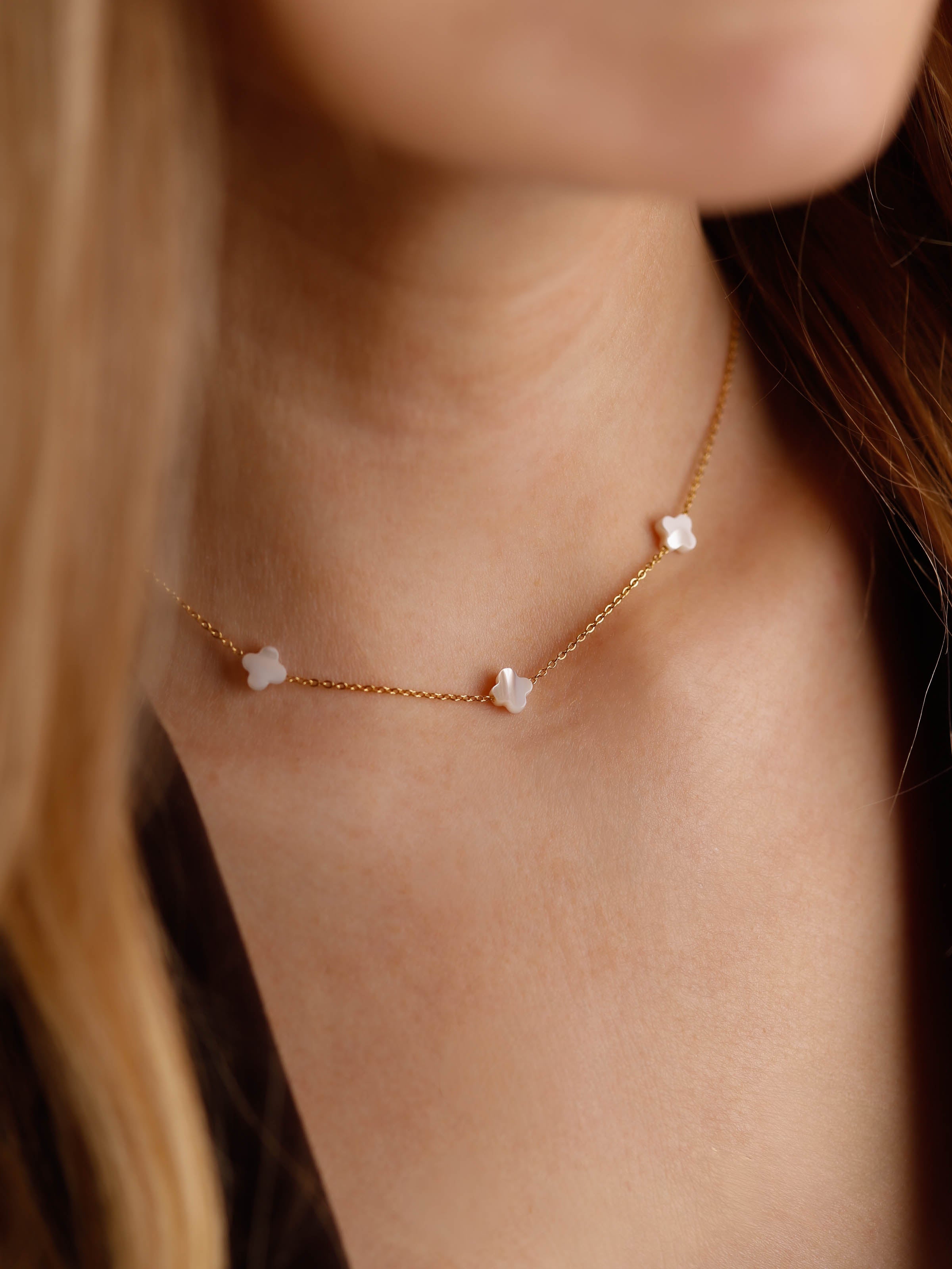 collier en acier inoxydable et nacre pour femme 