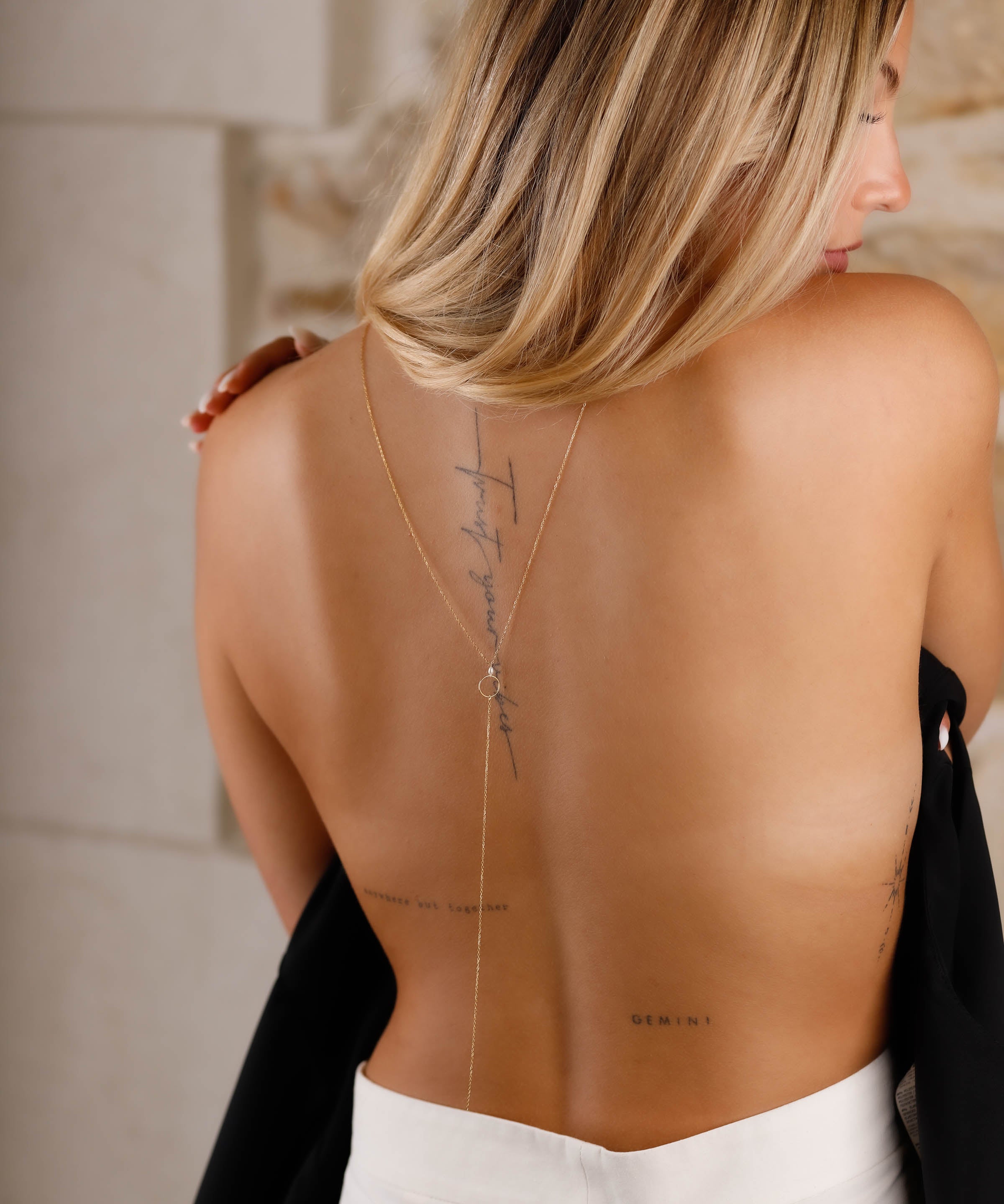 collier de dos en acier inoxydable pour femme 