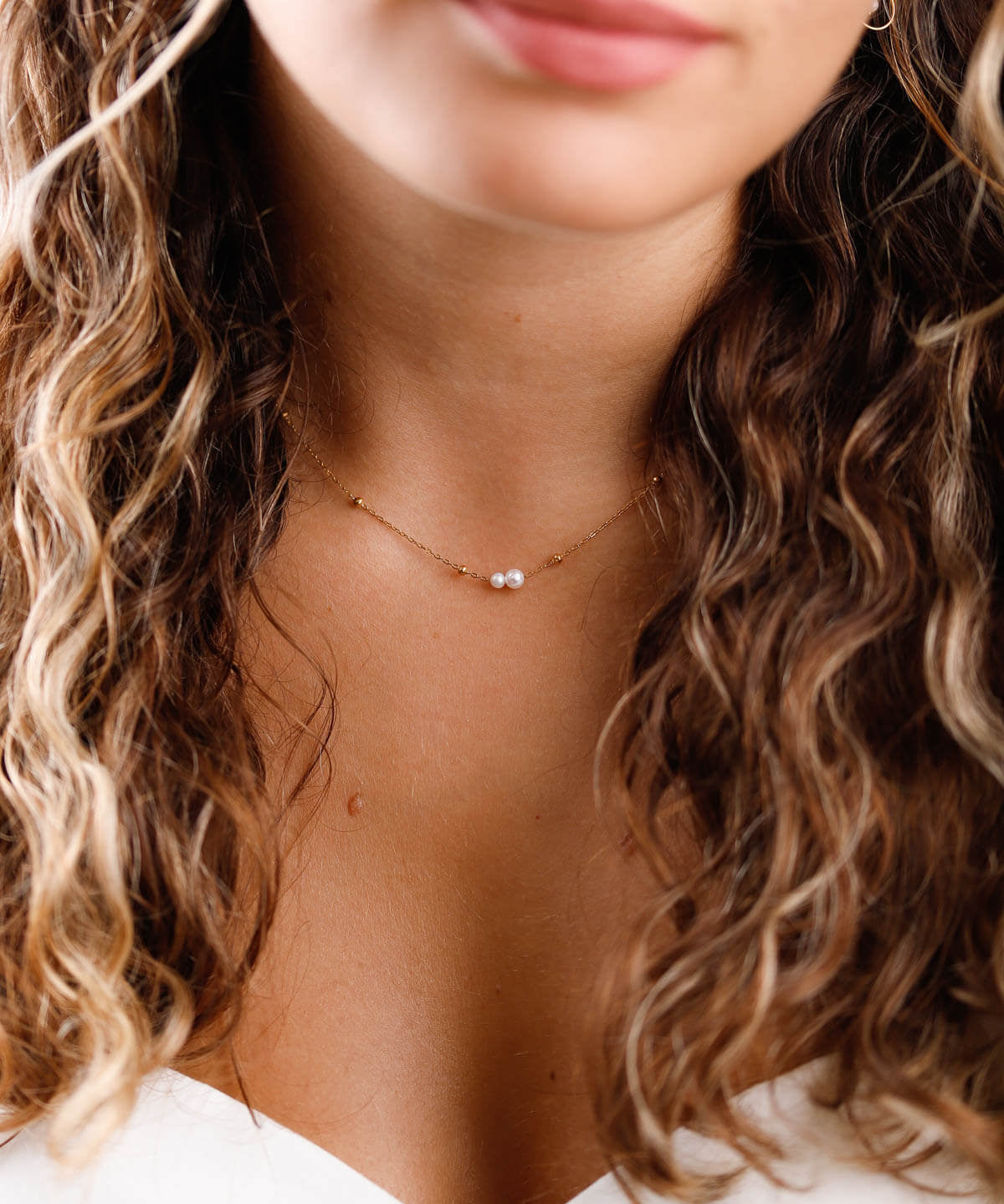 collier en acier inoxydable et perle d'eau douce pour femme 
