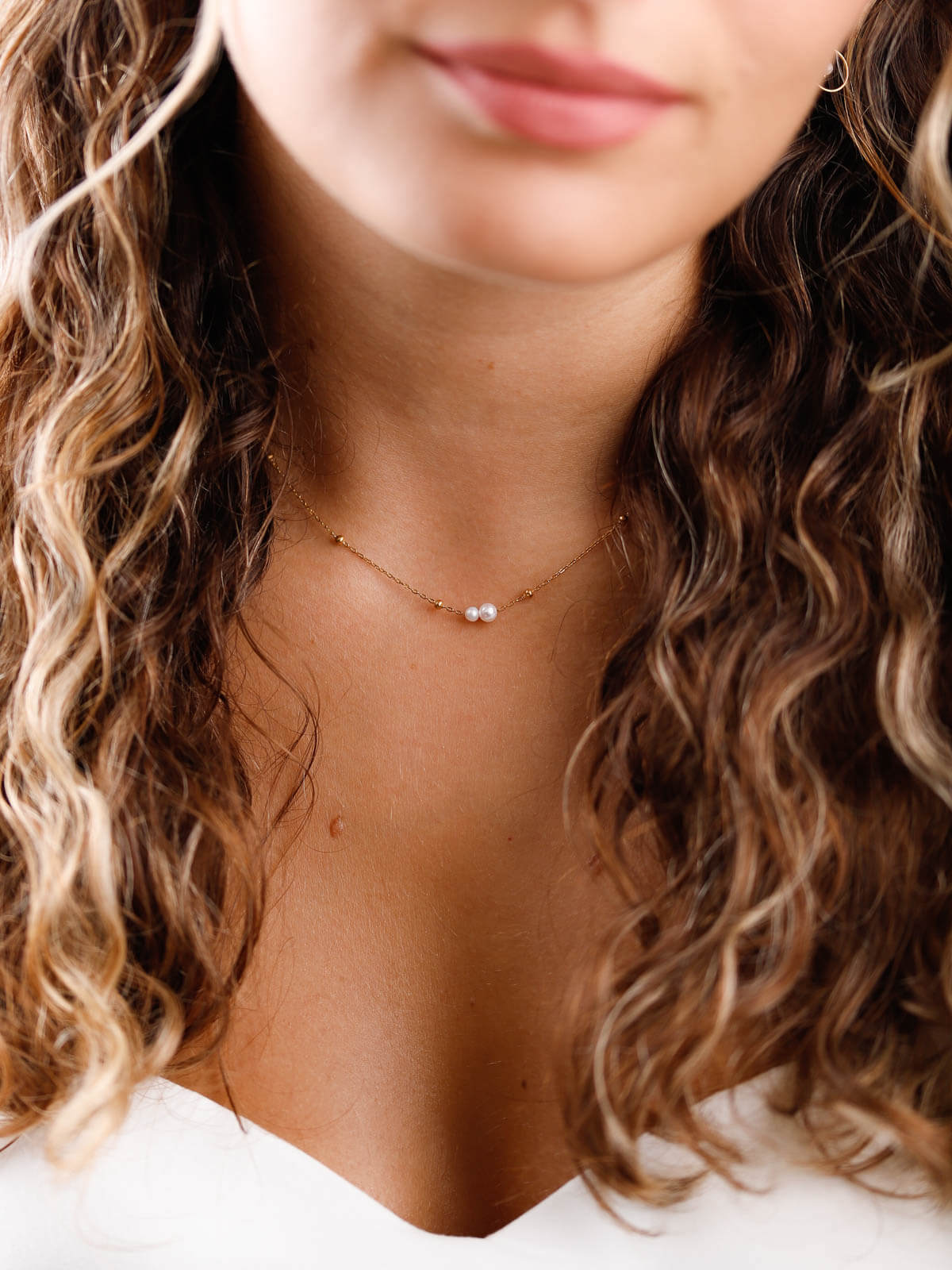 collier en acier inoxydable et perle d'eau douce pour femme 