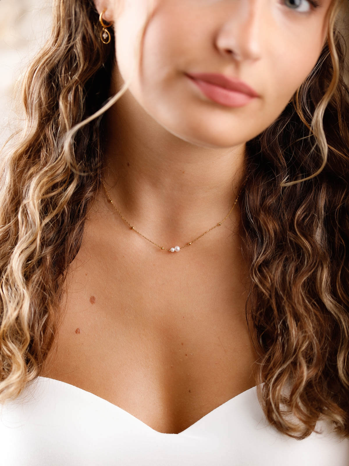 collier en acier inoxydable et perle d'eau douce pour femme 