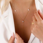 collier sautoir en acier inoxydable et nacre pour femme 