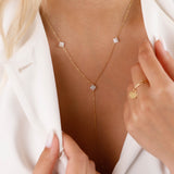collier sautoir en acier inoxydable et nacre pour femme 